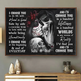 Sugar Skull Poster - Gifts For Couples Custom Horizontal Poster