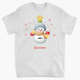Personalized Design Snowman Kids Pine Tree T-Shirt For Grandma/Mom