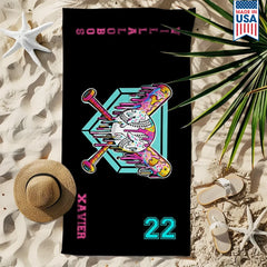 Dog-Floral-Toile-De-Jouy-Chinoiserie-French-Personalized-Quick-Dry-Beach-Towel-1