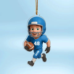 Football Player Personalized Acrylic Ornament Christmas Gift for Son, Grandson