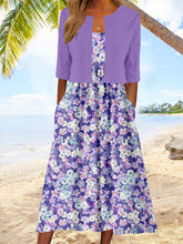 Women's Purple Casual Violet Two-Piece Midi Dress
