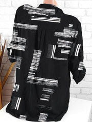Abstract Print V-neck Long Sleeves Blouse