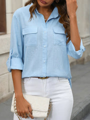 Cotton Linen Long Sleeve Embroidery Casual Blouse
