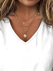 Women's Casual Loose V-Neck Plain T-Shirt