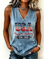Retro Independence Day Anniversary Print Camisole